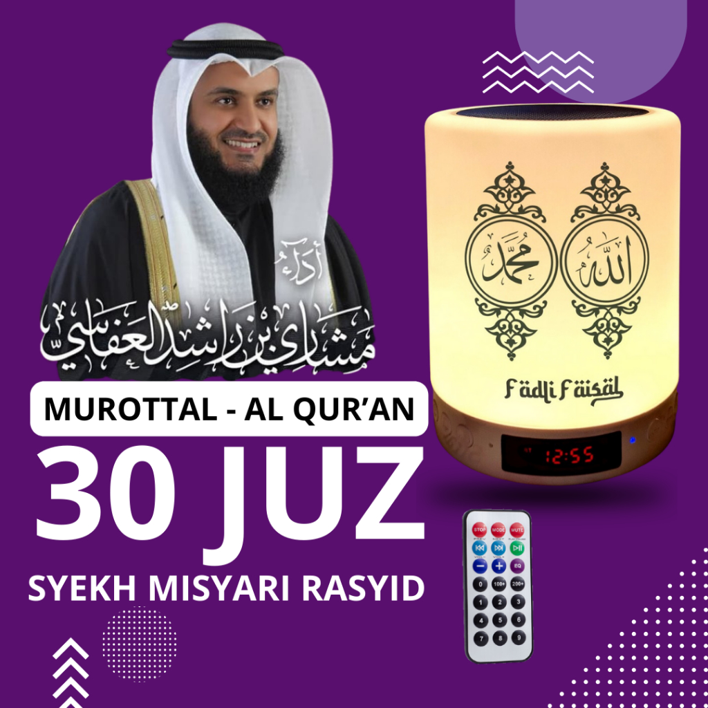 Speaker Murotal Quran 30 Juz ada jam dan alarm Lampu Tidur + Bisa Bluetooth terbaru