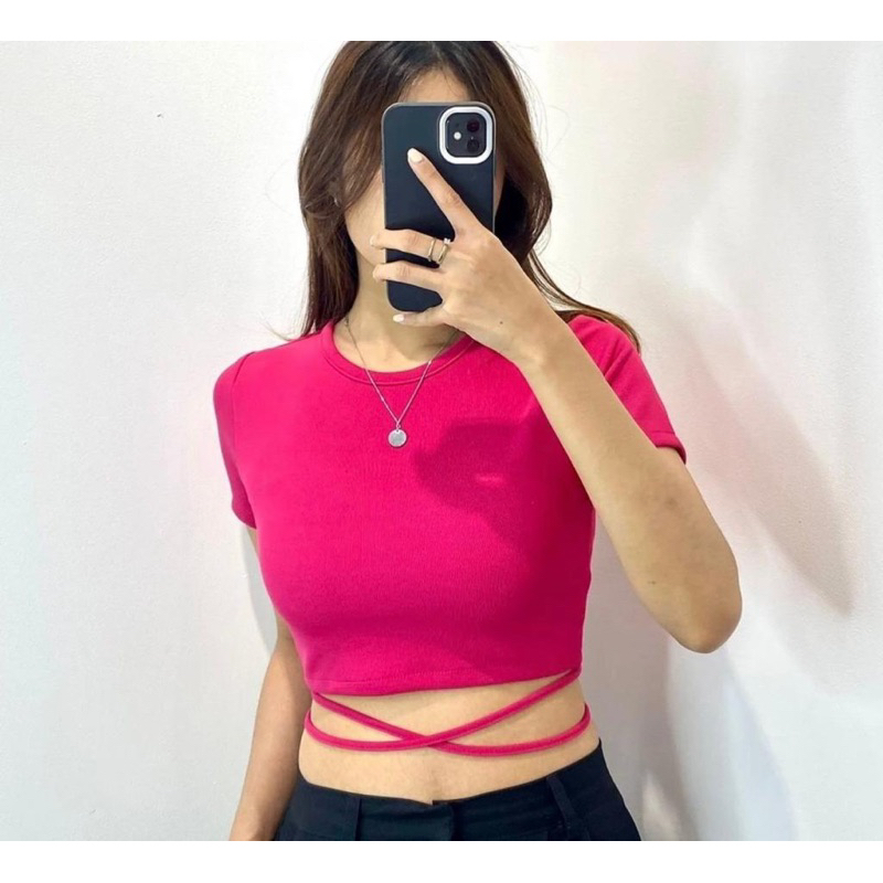 crop Korean style kekinian/baju wanita/baju kekinian/crop top nyaman