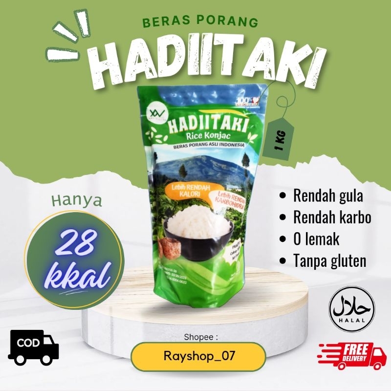 

HADIITAKI beras porang asli indonesia, rendah kalori, rendah gula