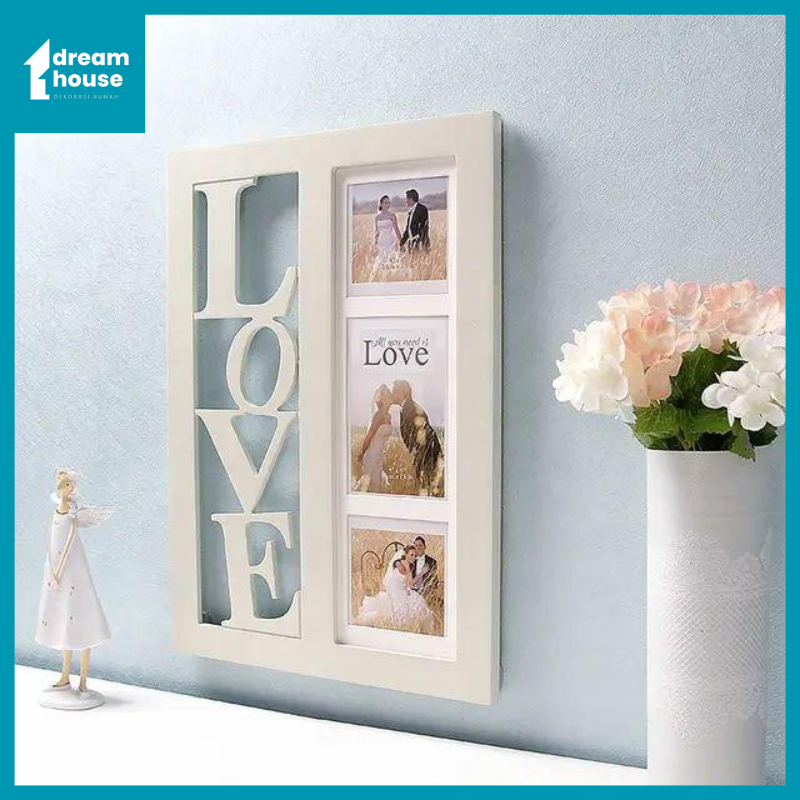 Bingkai Foto Tempel Dinding / Frame Photo / Pigura Foto Gantung  Tanpa Paku Foto 3 Slots Hiasan Deko