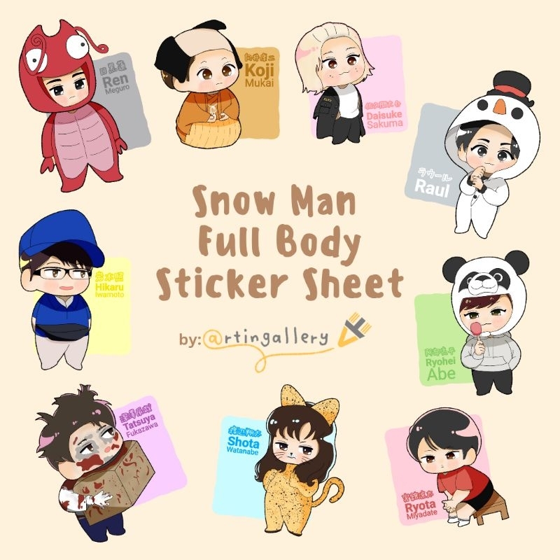 

ATGALLERY 003 | Snow Man in Disguise/Halloween Costume Full Body Sticker Sheet