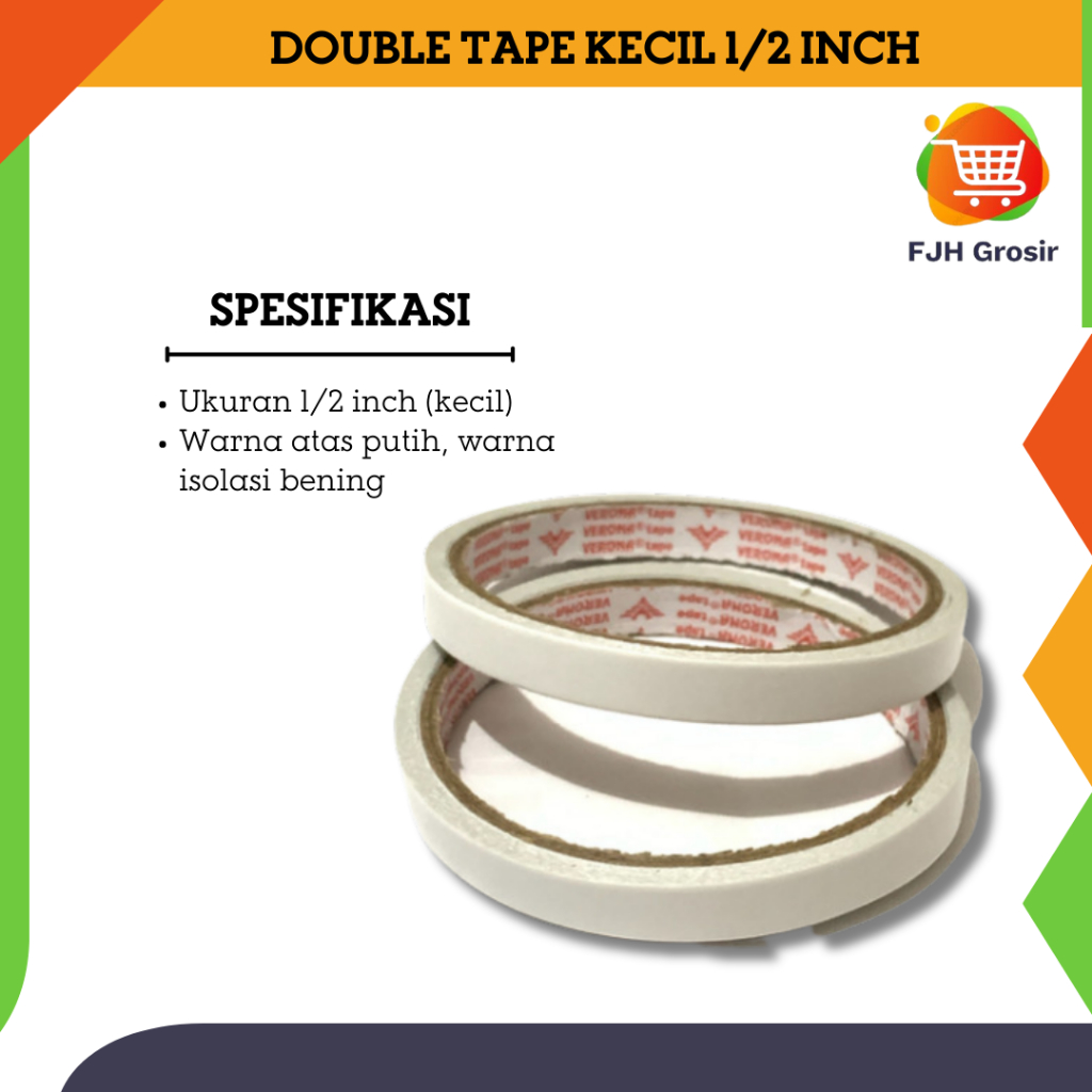 

⭐FJH⭐ Isolasi/Double Tape Kecil 1/2 inch 0.5 inch Verona Murah (Roll)