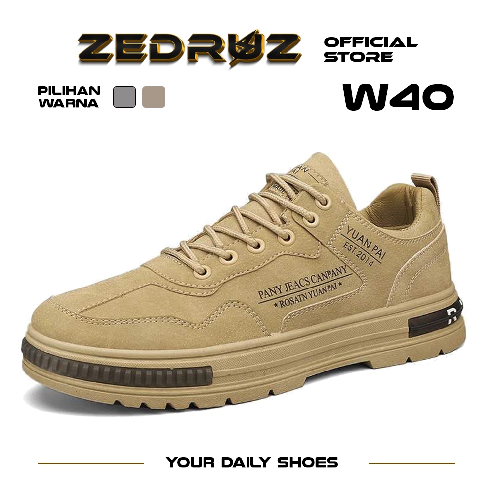 Zedruz Sepatu Pria Casual Model High Sepatu Sneakers Kulit Sepatu Kulit Kekinian W40