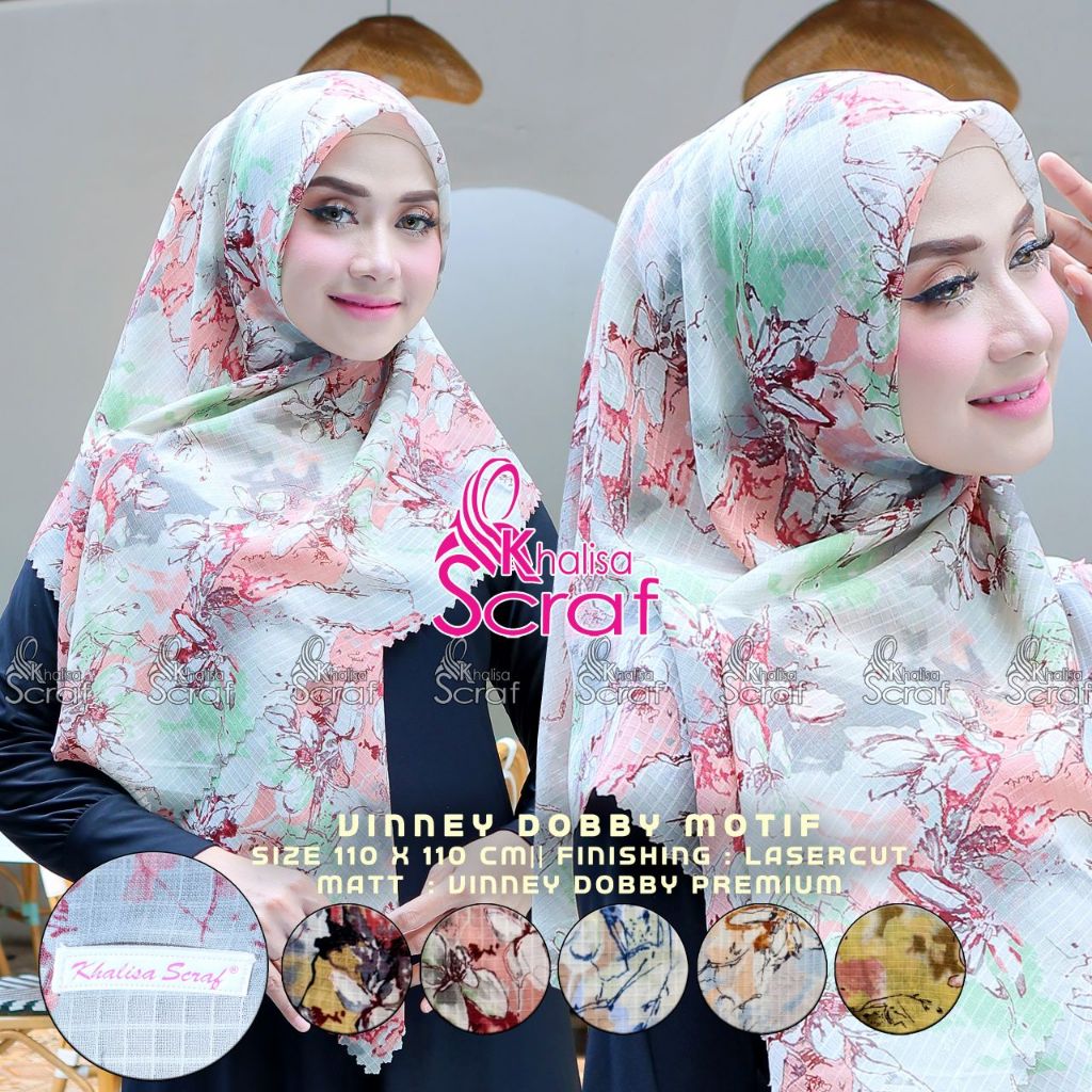 Jilbab segi empat wafle motif NAILA laser cut premium kerudung terkini khalisa scraf