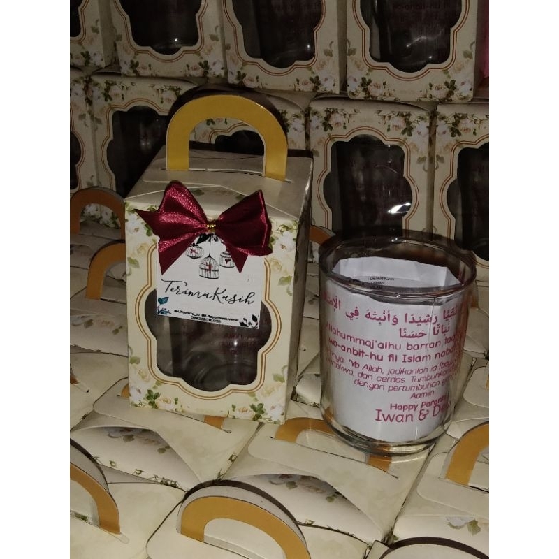 Gelas Sablon, Gelas Gagang Souvenir, Sablon, Souvenir, Murah