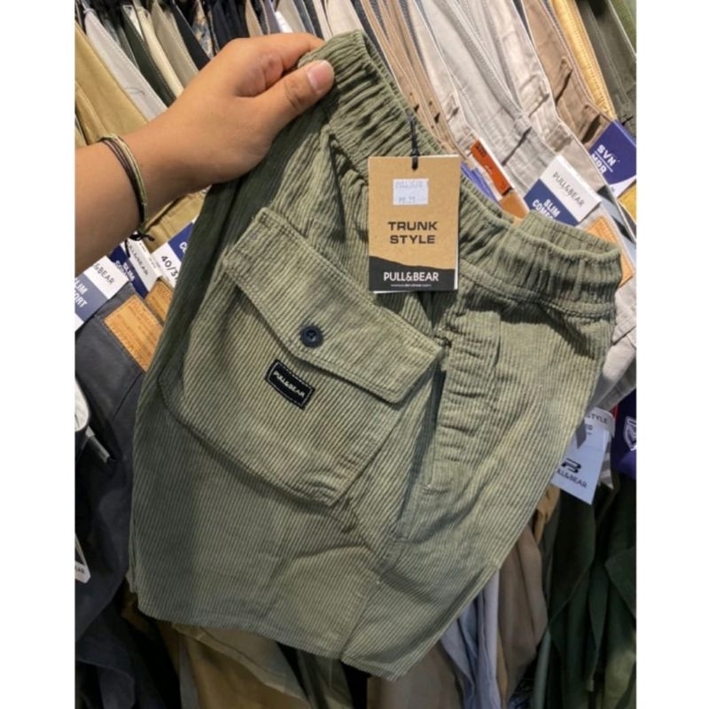 BEST SELLER REAL PICT celana pendek pria branded corduroy standar dan jumbo warna army
