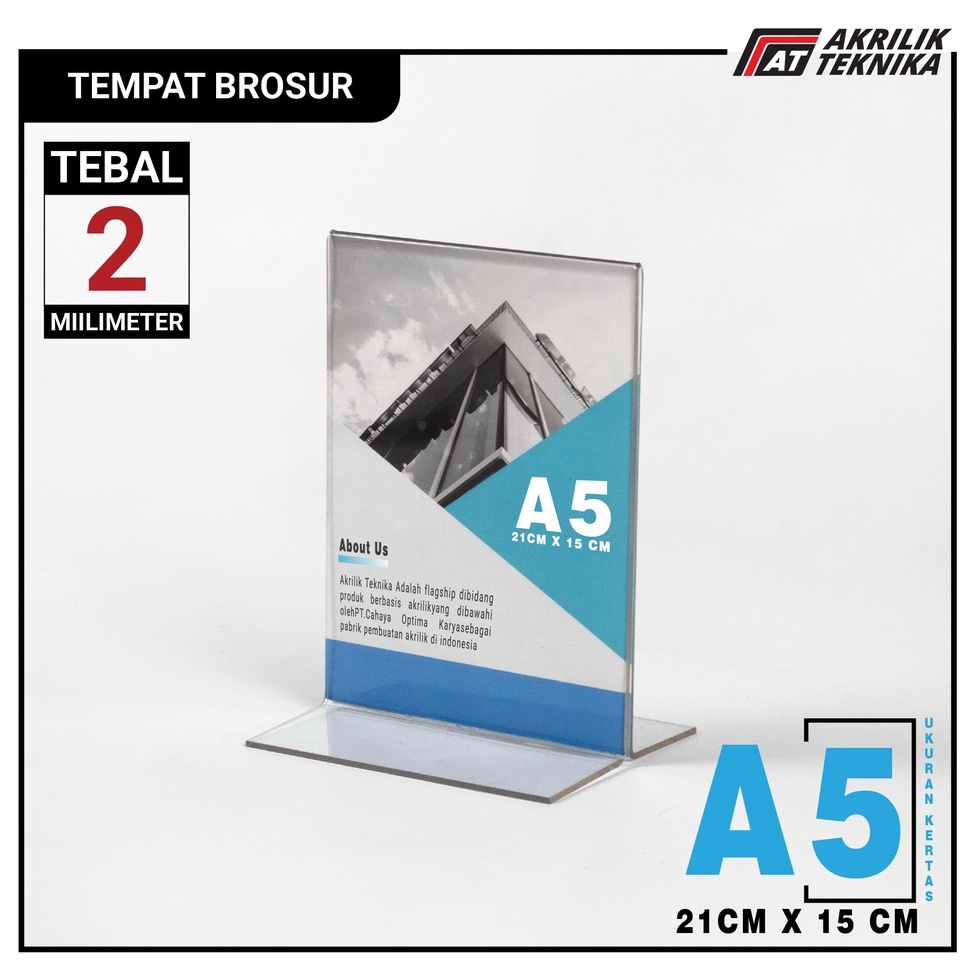 

Tempat Brosur Akrilik Tent Card Holder Portrait T - Ukuran A5 2mm