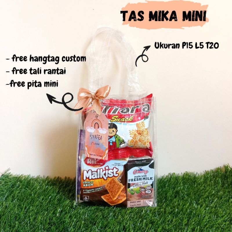 

(Free Pita Mini dan hang tag custom) Tas mika bingkisan ulang tahun Mini size Lebar 5 cm