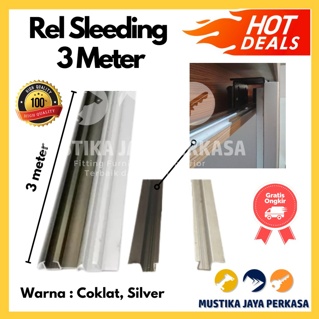 Rel Alumunium Rel Pintu Sleeding Sliding Rel Pintu Lemari Geser LAS-380 LAS-75