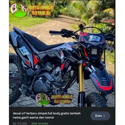 Decal stiker Honda CRF kombinasi nama nomer hologram full bodi desain bebas suka suka bisa ubah nama