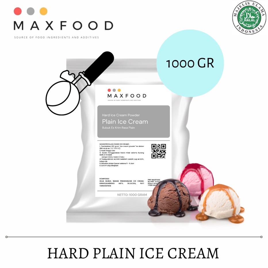 

XRSP9607 Terbaru MAXFOOD - Hard Plain Ice Cream / Bubuk Es Krim Rasa Plain 1 Kg