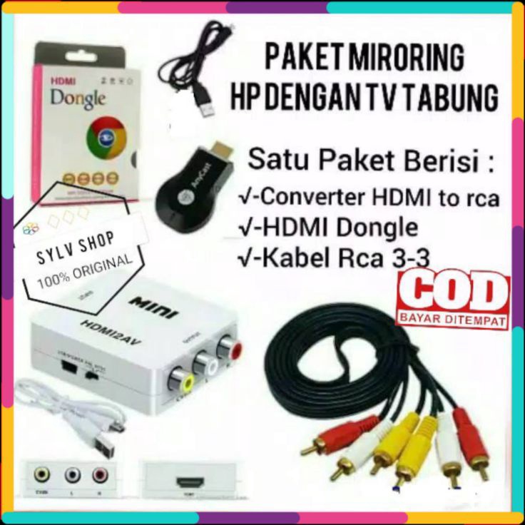 Mg PAKET ANYCAST DONGEL UNTUK KE TV TABUNG ANYCAST MIRORRING HP KE UNTUK TV TABUNG LED LCD DONGLE WI