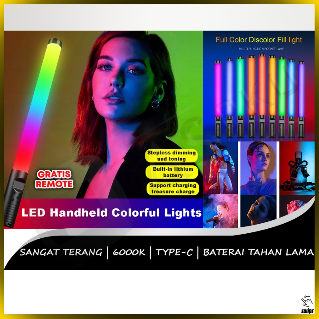 Lampu RGBW Fill Light Stick Lamp LED RGB Cahaya Handheld Terang Sinar Fotografer Profesional Full
