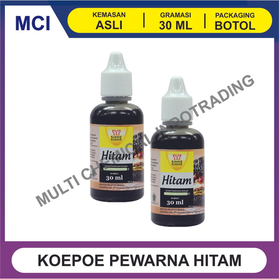 

PEWARNA MAKANAN MINUMAN KOEPOE KUPU HITAM 30 ML - 1 DUS 144 PCS