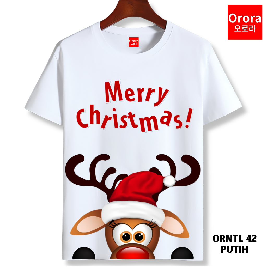 Orora Kaos Distro Natal Premium - Baju Atasan Sablon Pria Wanita Warna Hitam Putih Ukuran S M L XL XXL XXXL keren Original ORNTL 42