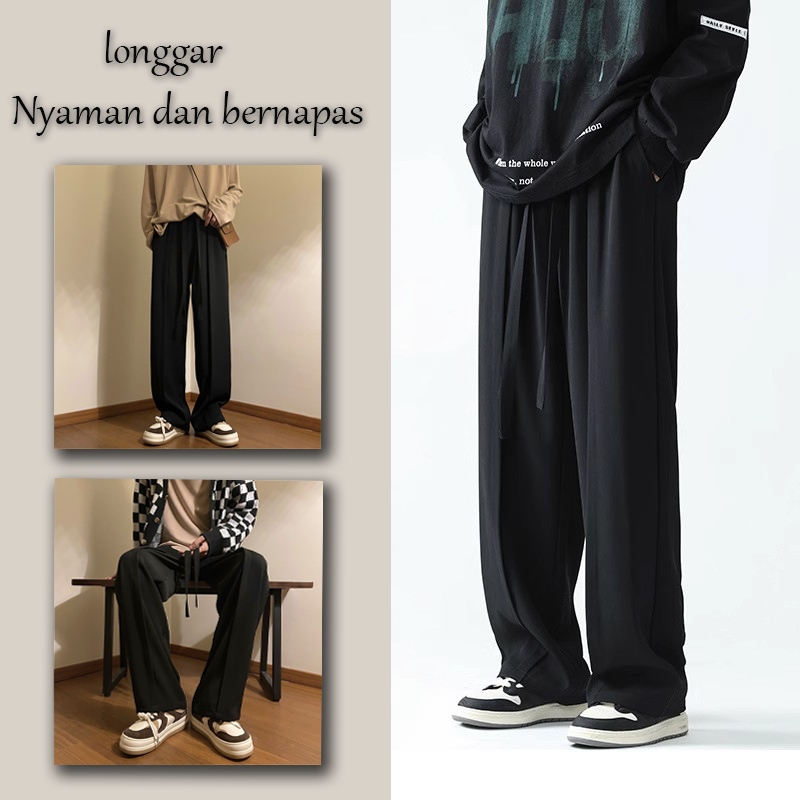 celana pria panjang celana korean style celana kulot korea celana longgar pria celana kasual pria ce