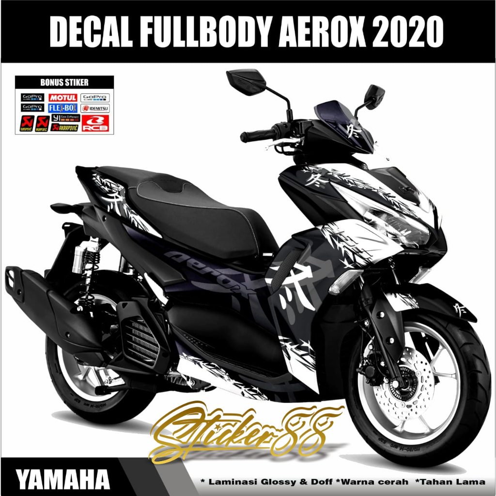 STICKER DECAL FULL BODY YAMAHA AEROX 155 MOTIF KANJI / 2020 - 2022 / STIKER DECAL AEROX 155 OLD KANJ