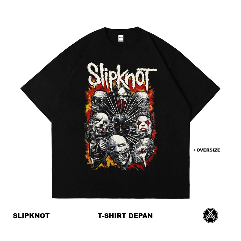 Artisan T-Shirt Slipknot Kaos Oversize Hitam Katun Combed