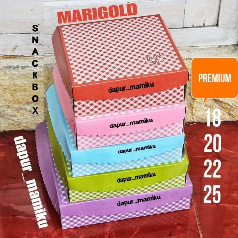 DAPURMAMI ( Marigold 18 20 22 25 ) Box Snack Pink Biru Hijau Ungu Merah Red Blue Kotak Kardus Kemasa