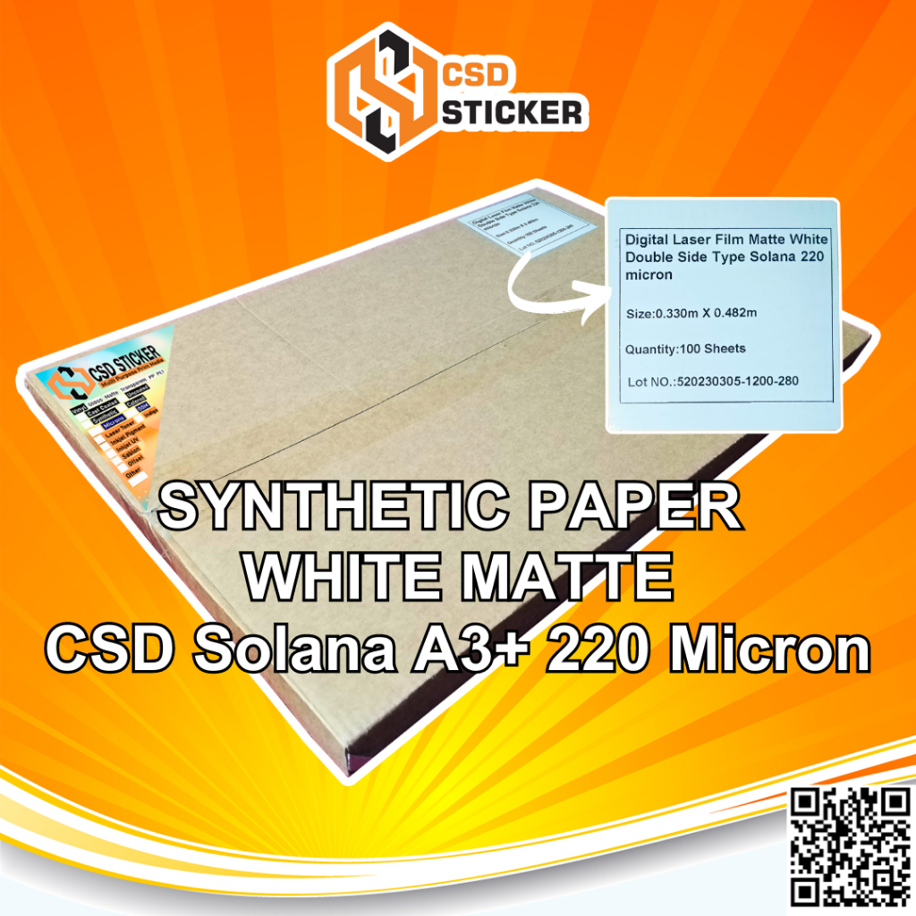 

Kertas Sintetik White Matte CSD Solana A3+ 220 Micron - PACK