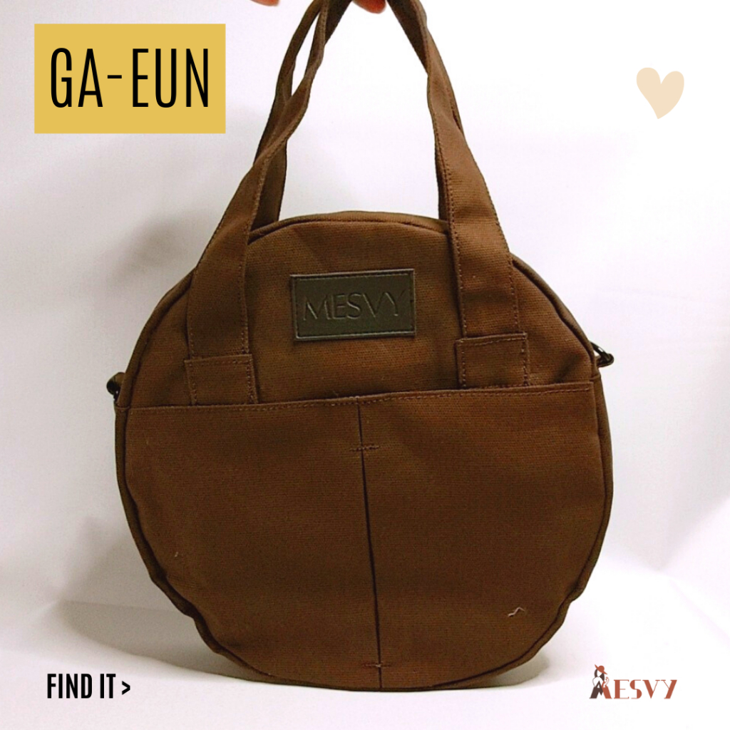 [ Ga Eun Bag brown ] Mesvy Totebag Sling bag bulat Tas Kanvas Multifungsi Korean Style Aesthetic