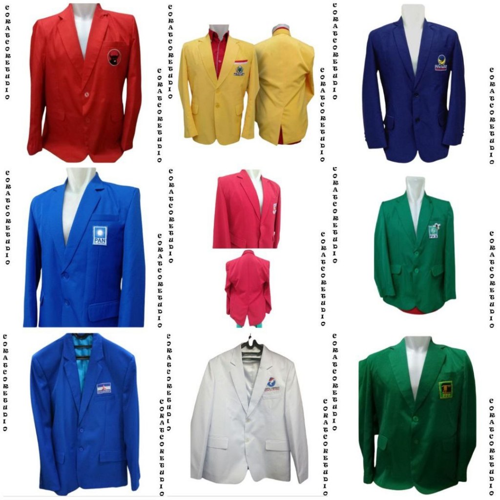 CORATCORET Blazer Cowok Jas Pria PARTAI POLITIK PDIP GOLKAR NASDEM PAN PKP PKB DEMOKRAT PERINDO PPP 