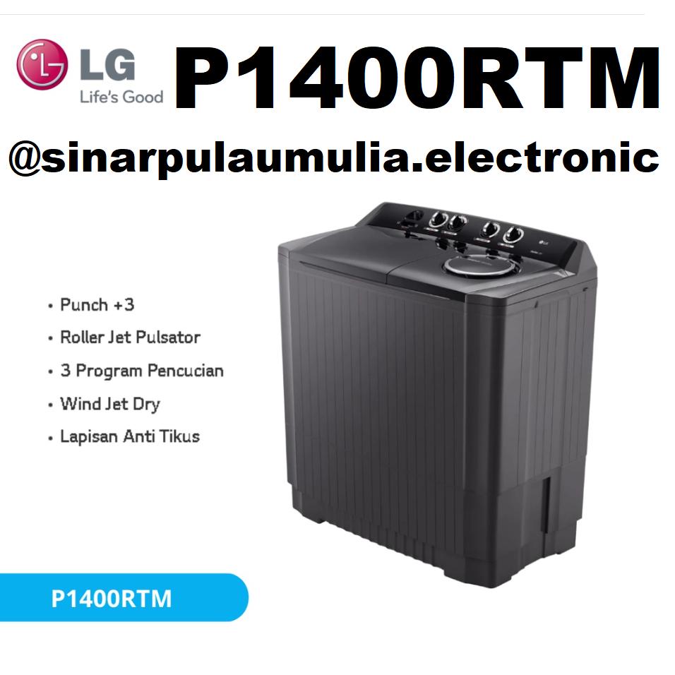 LG Mesin Cuci Manual 2 Tabung 14 KG - P1400RTM / P 1400 RTM / P1400 RTM / P 1400RTM