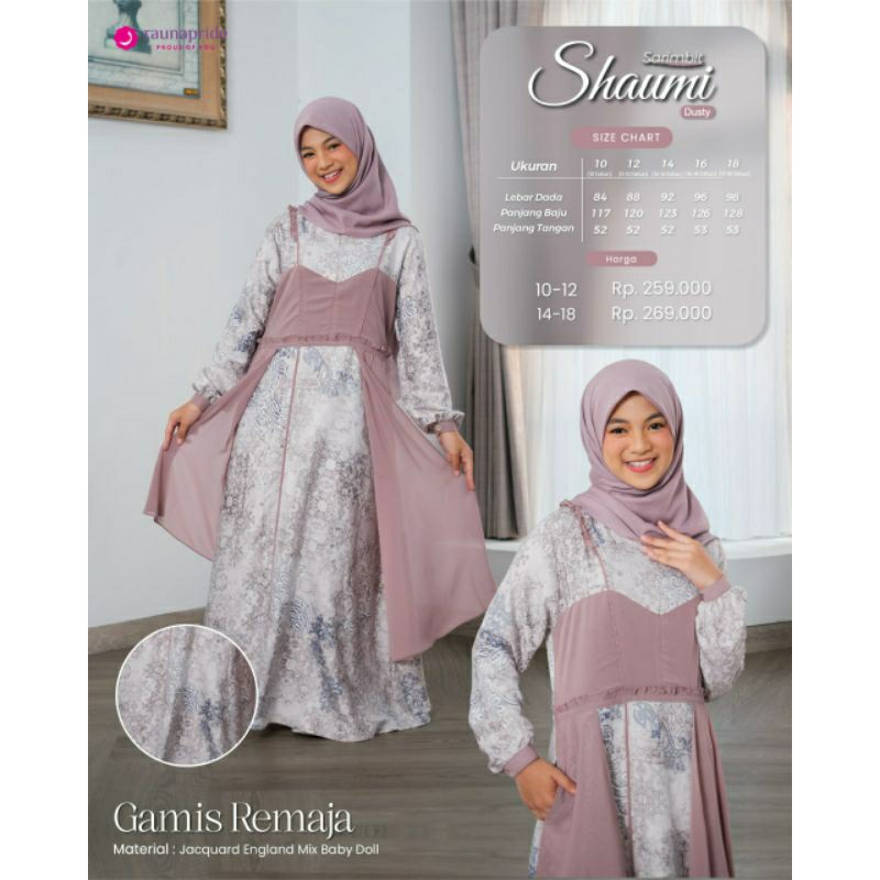 Gamis Remaja Rauna pride / Shaumi / Grey / dusty