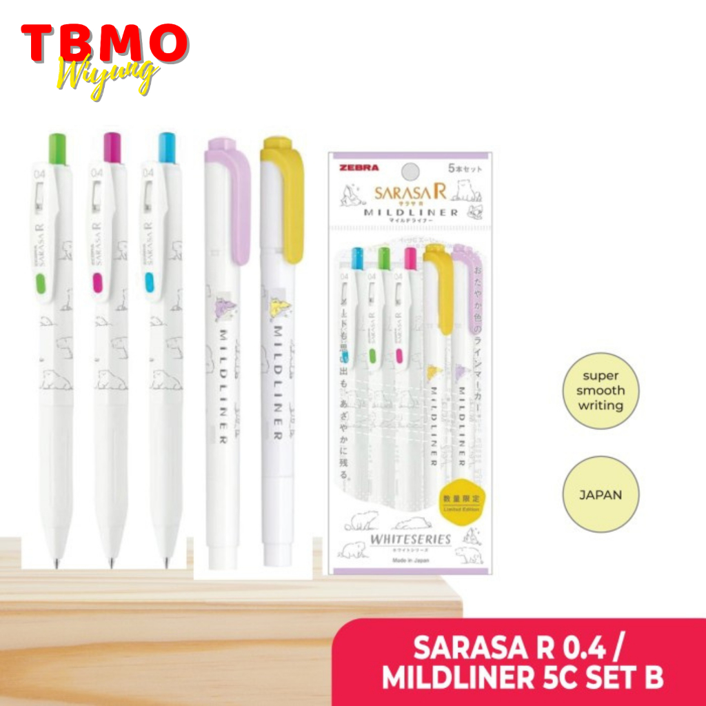 

TBMO Zebra Sarasa R x Mildliner White Series Set B 5 Pcs