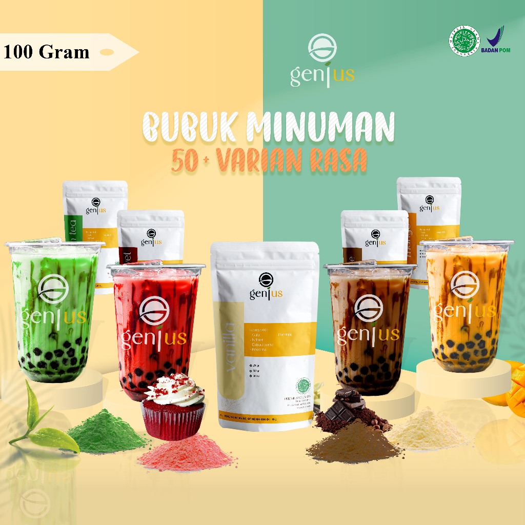 

BUBUK MINUMAN RASA PREMIUM 100 GRAM SERBUK MINUMAN KEKINIAN ES BOBA BUBBLE DRINK BUBUK POWDER MINUMAN RASA KOPI BUAH VANILA COKLAT TEH KEKINIAN SEMUA MACAM ANEKA RASA