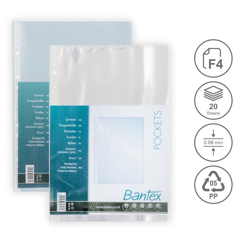 

el Keren.. PP Pocket Sheet Protector F4 Folio Bantex isi 20 RKL