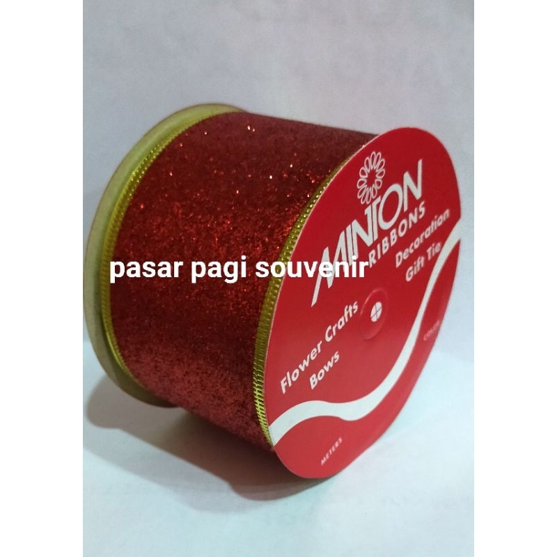 

PITA KAWAT GLITTER BESAR PITA NATAL CHRISTMAS RIBBON MERAH ( PER 1 ROLL)