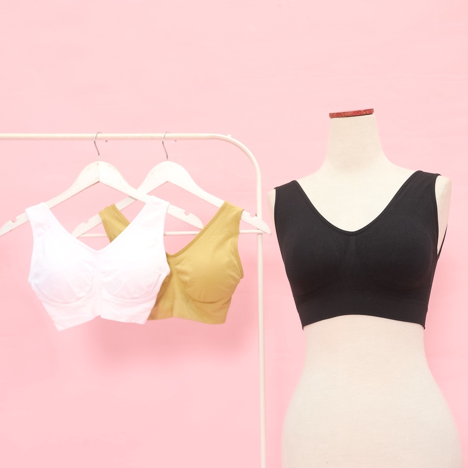 Best Seller Genie Bra Wanita Tanpa Kawat (isi 3 Pcs) | BH Sport, Push up, Busa, Tanpa tali, Jumbo, S