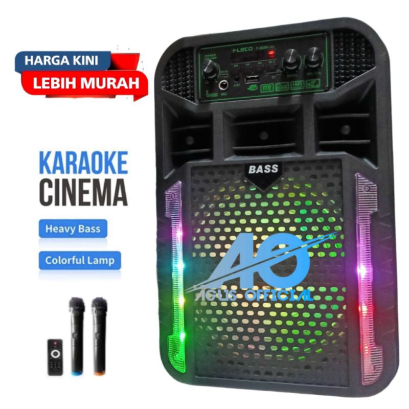 SPEAKER BLUETOOTH PORTABLE WIRELESS FLECO 8,5 INCH ORIGINAL MIC 2 WIRELESS TANPA KABEL /// SALON FOR