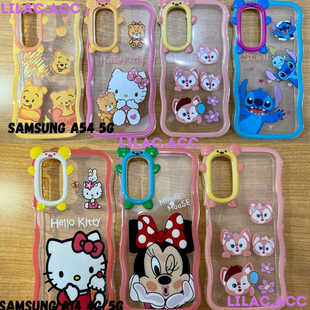 [ Oppo A15 / A16 / A17 / A17K ] CASE WAVE GELOMBANG CURLY KARAKTER LUCU + POP SOCKET Belum Ada Penil