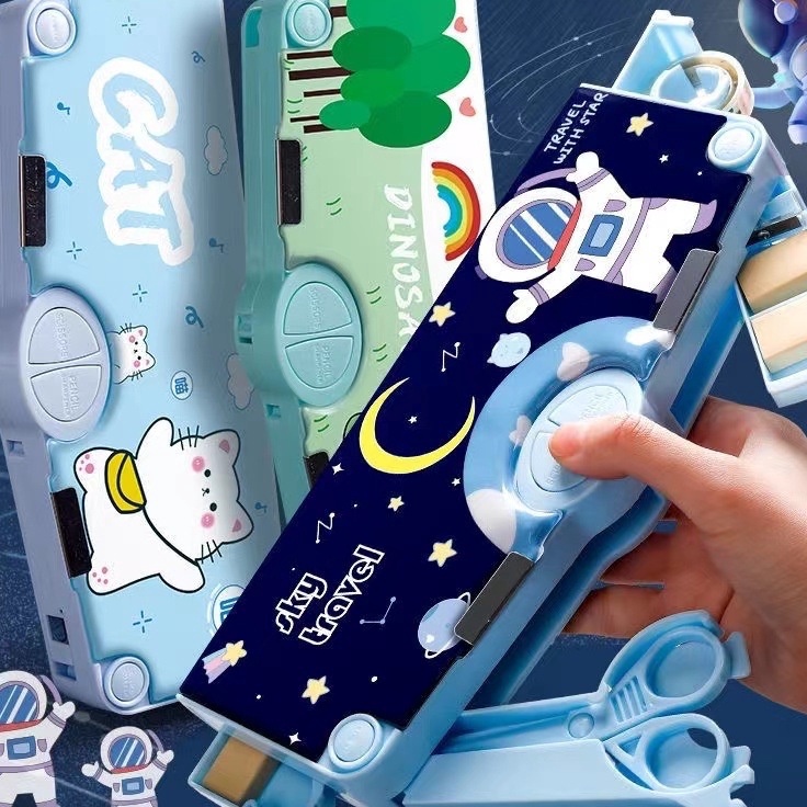 

【KABA】Kotak Pensil Multifungsi Motif Unicorn / Dinosaurus / Astronot Untuk Anak Lengkap Peruncing Gunting Isolasi Penghapus Penggaris