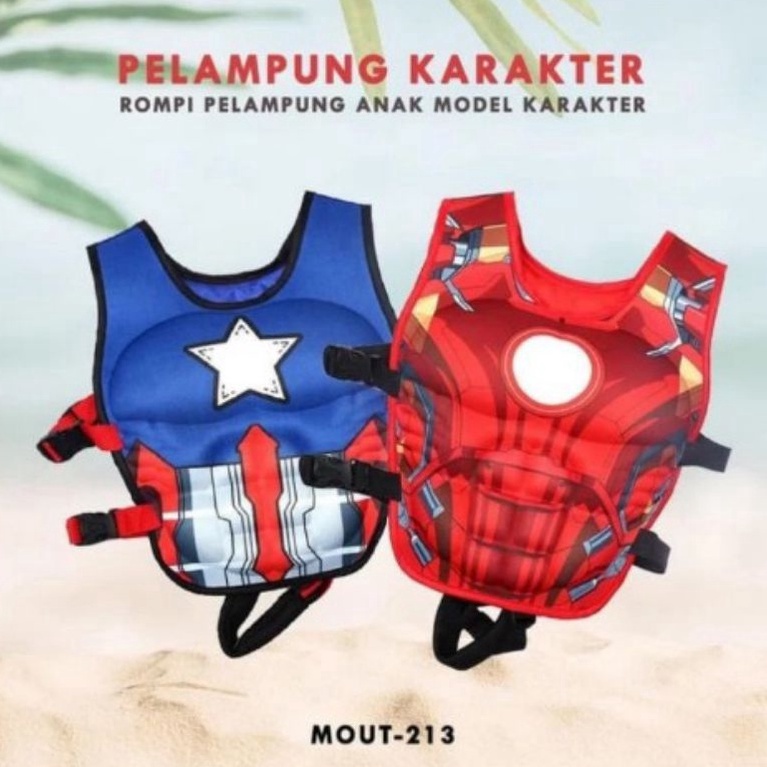 Terbaru.. Pelampung Karakter Rompi pelampung renang anak karakter superhero karet ban rompi pelampun