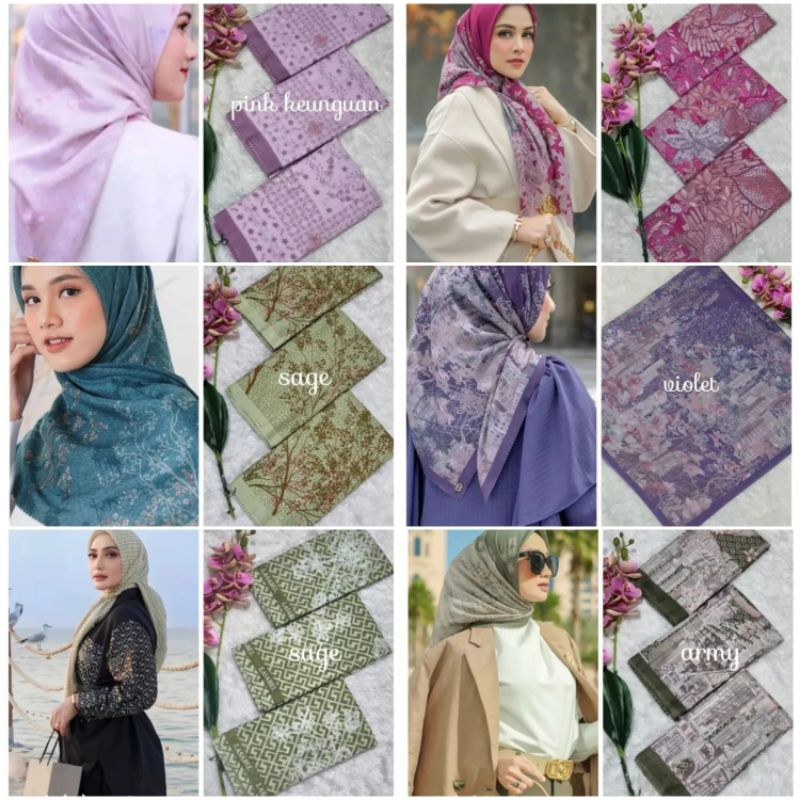 Kerudung Segiempat Denai Voal Motif Premium Terbaru