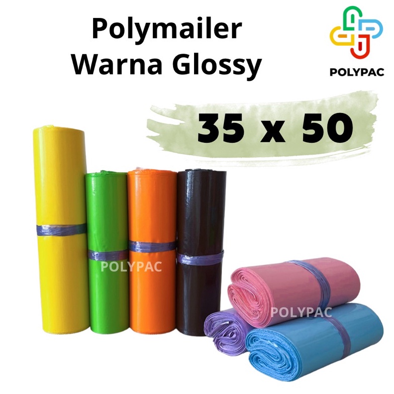 

✨STAR✨ Polymailer Warna Glossy [35x50] isi 50 pcs - Plastik Polymailer Lem Kantong Packing Online !