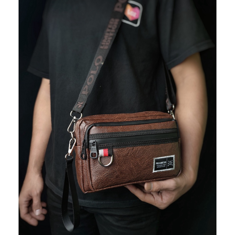 Dijual Murah Tas Selempang Dompet tas kulit PULeather Waterproof Original Polo Amstar Hand Bag Clutc