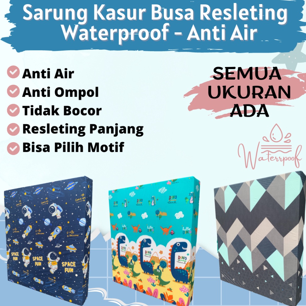 Stok Terbatas.. Kasur Resleting Waterproof Anti Air / Kasur Busa Inoac Waterproof / Sprei Waterproof