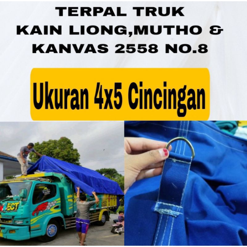 Terpal Truk kain liong/kanvas ukuran 4x5 Cincingan