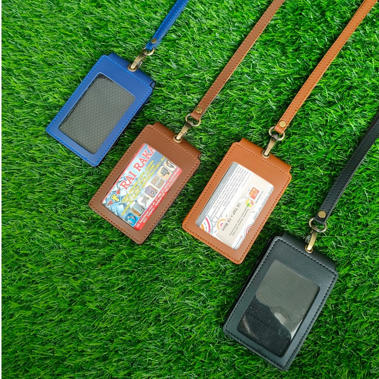 

H7Y Id Card name tag kulit Holder Double Flip Magnet Terbaru