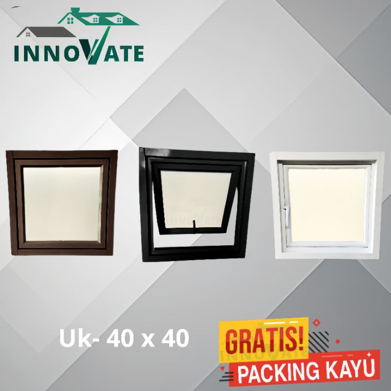 Jendela aluminium 40x40 FREE PACKING KAYU