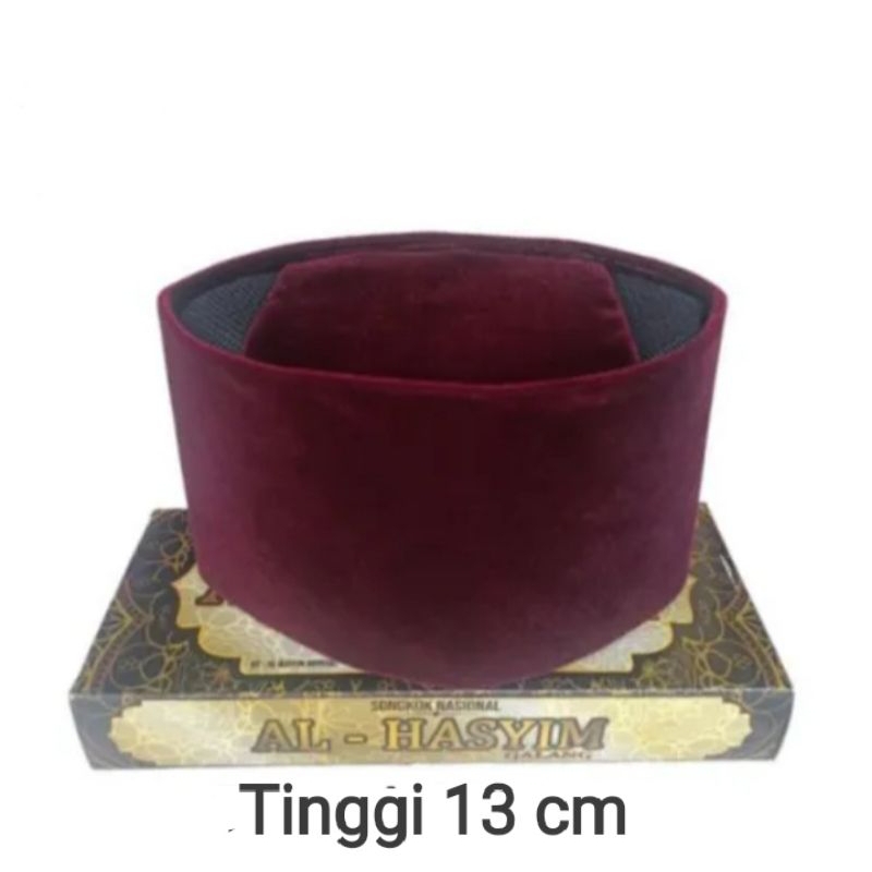 Songkok Ac Peci Warna Merah Maroon Tinggi 13cm/14cm/15cm Kopyah Bludru Berkuwalitas