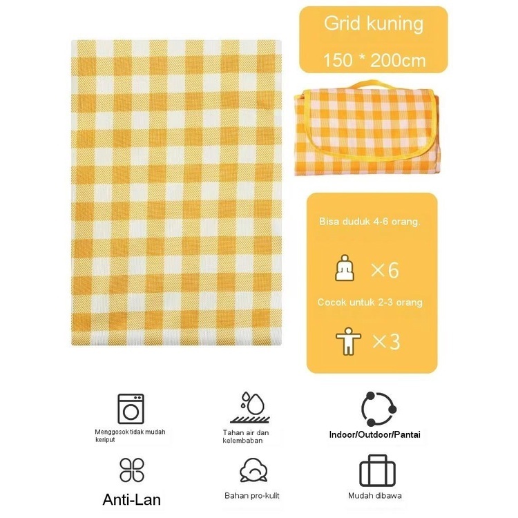 ✅2m*2m Piknik Tikar Lipat Piknik Outdoor TIKAR Piknik TEBAL WATERPROOF Alas 1.5 x 2 m/ Lipat/Tikar Piknik/ Alas Piknik /Tikar Pantai Anti Air-kuning1.5*2.0m
