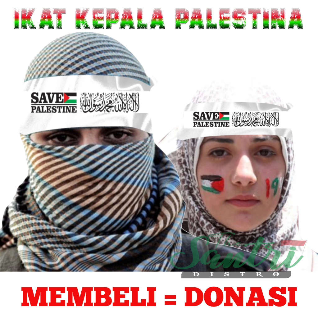 Ikat Kepala Palestina / Ikat Kepala Bendera Palestina / Ikat Kepala Palestina Dewasa / Iket Kepala P