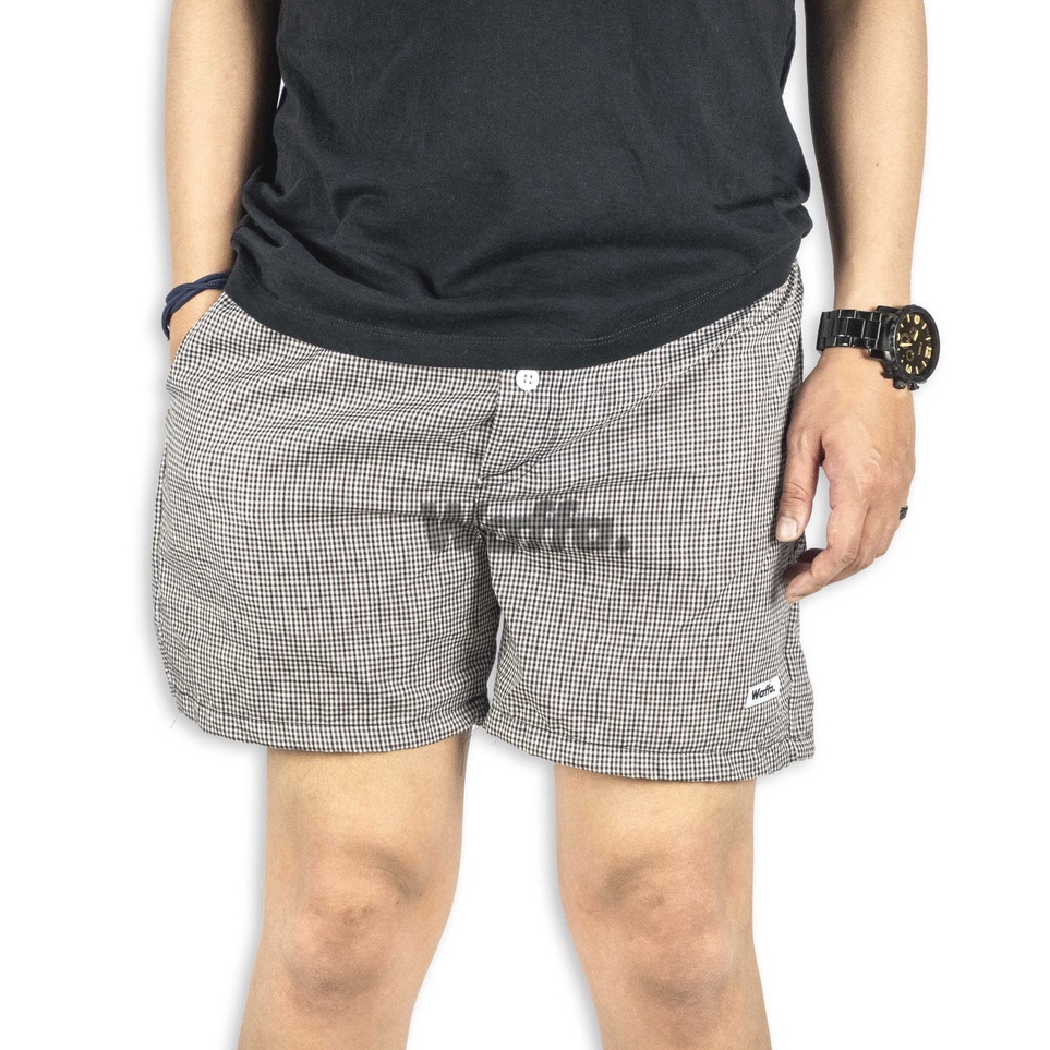 Paling Bagus Celana Boxer Pria Model Kancing Motif Kotak Kombinasi Bahan Polyester Waffa