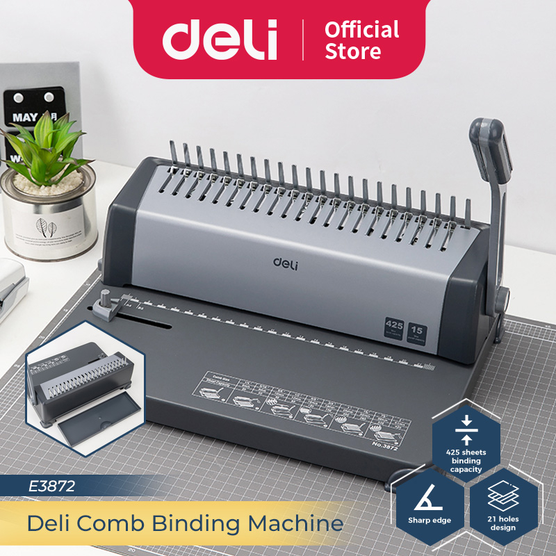 

DELI E3872 BINDING MACHINE JILID SPIRAL PLASTIK 21 LUBANG A4 15 LEMBAR