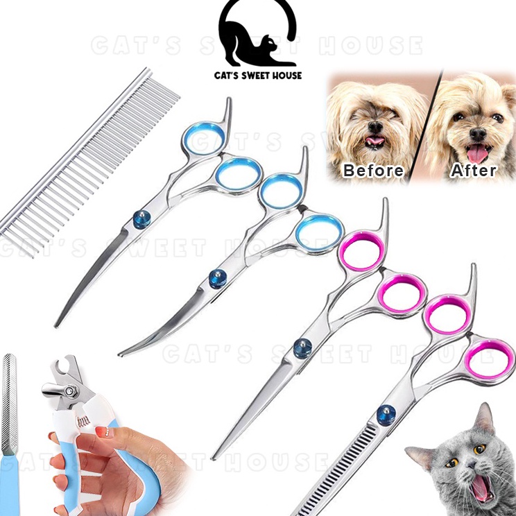 Sisir Grooming Gunting Set Perawatan Rambut Melengkung Berguna Anjing Kucing